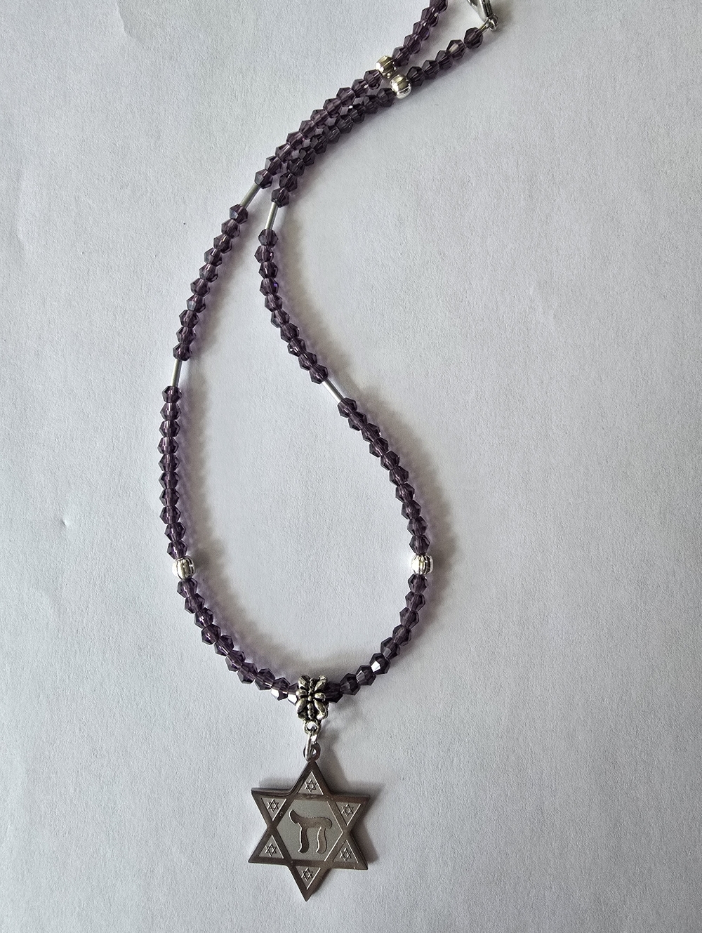 DESIGNER ORIGINAL  SWAROVSKI BEADED STAR OF DAVID UNIQUE NECKLACE JUDAISM